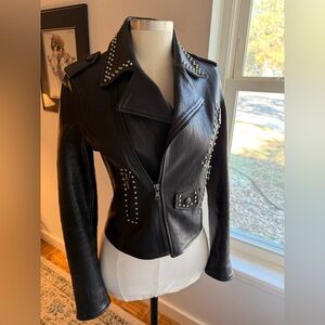 Vintage Guess Studded Black Leather Jacket